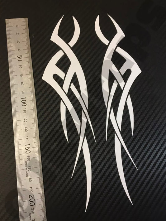 (X2) Tribal Flames Decals Stickers Car Motorcycle Tank Bike Helmet Boat 220x50mm