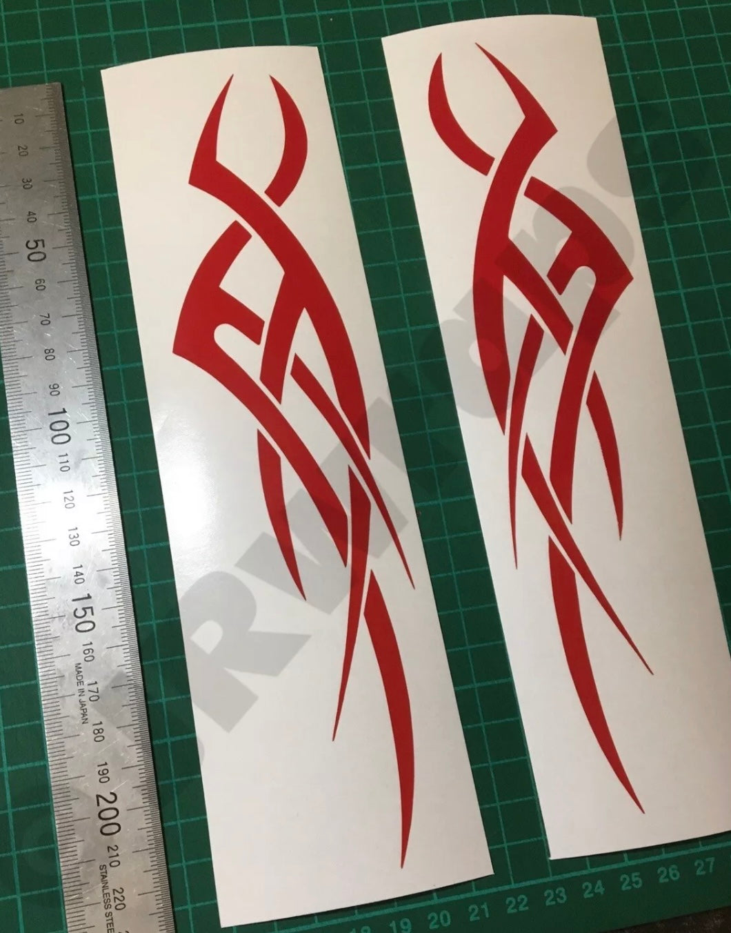(X2) Tribal Flames Decals Stickers Car Motorcycle Tank Bike Helmet Boat 220x50mm