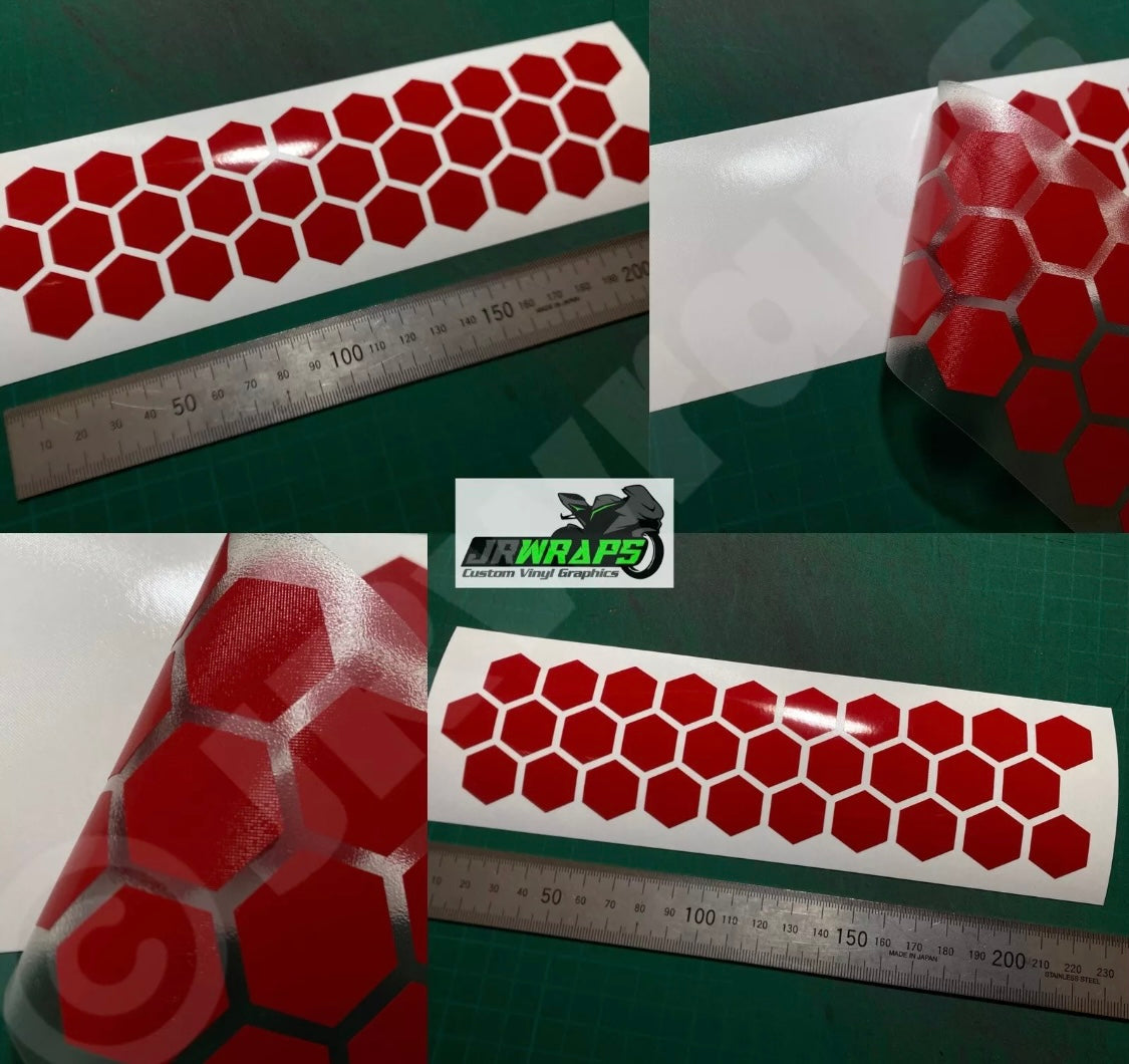 (X4) HEXAGON STRIPS 220x55mm Stickers Decals Motorcycle Tank Car Bike Camper