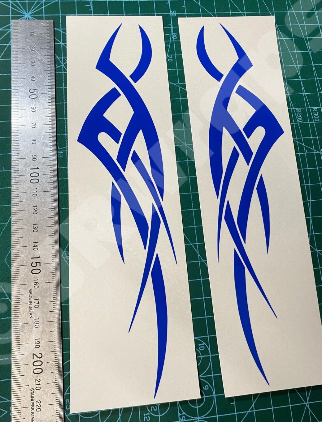 (X2) Tribal Flames Decals Stickers Car Motorcycle Tank Bike Helmet Boat 220x50mm