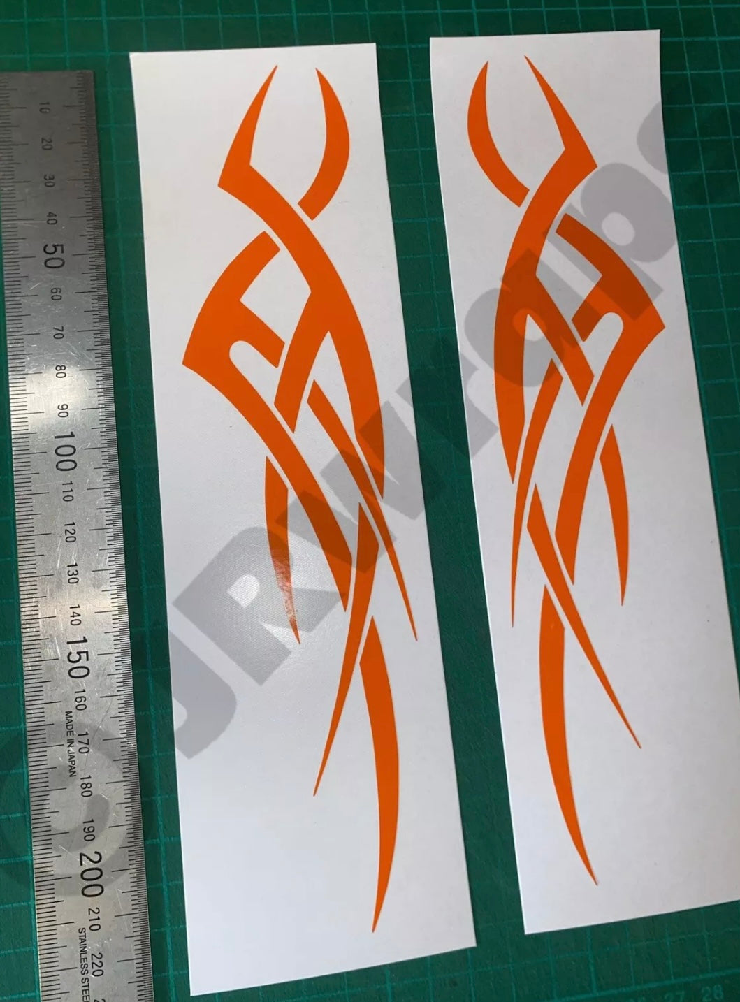 (X2) Tribal Flames Decals Stickers Car Motorcycle Tank Bike Helmet Boat 220x50mm
