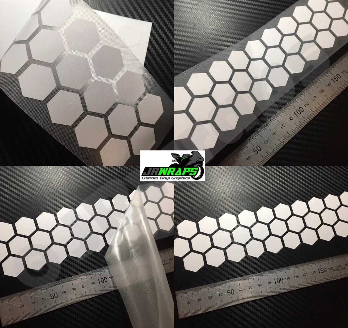 (X4) HEXAGON STRIPS 220x55mm Stickers Decals Motorcycle Tank Car Bike Camper