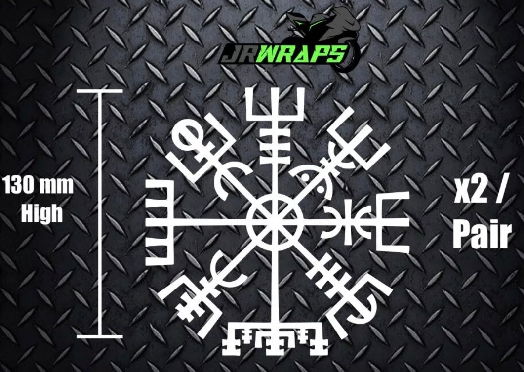 (X2) VIKING RUNIC COMPASS Vegvisir Stickers Decals Rune Car Window