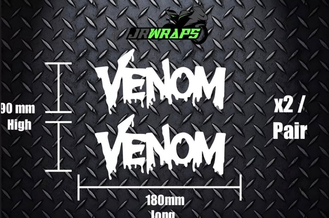 (X2) Venom Stickers Decals Car Van Bike 180x90mm Bumper Window Helmet