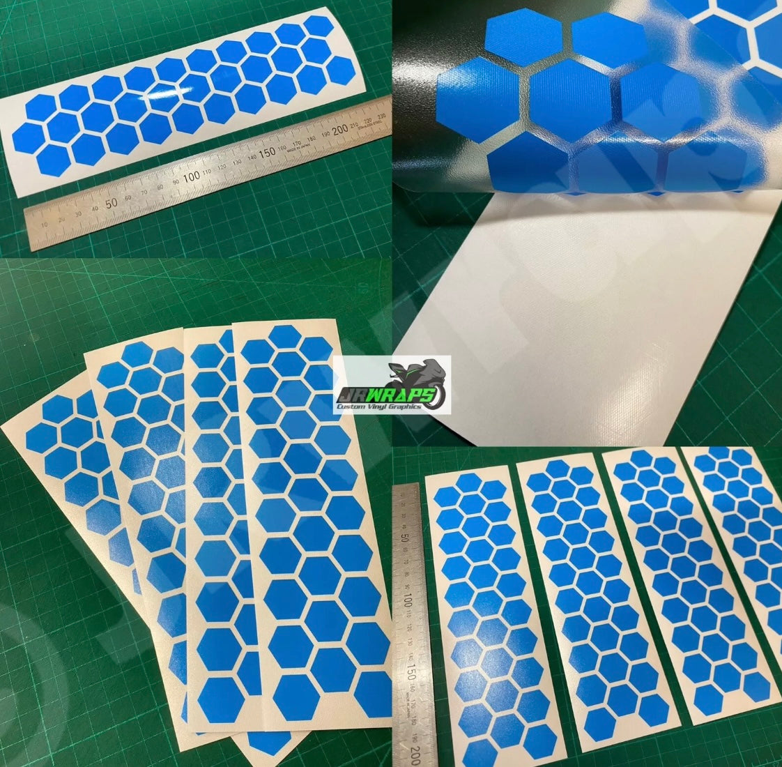 (X4) HEXAGON STRIPS 220x55mm Stickers Decals Motorcycle Tank Car Bike Camper