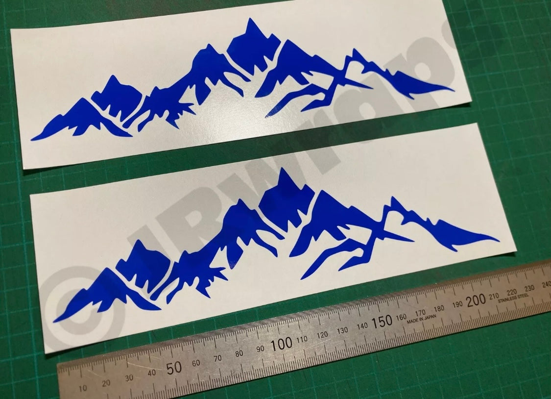 (X2) Mountain Stickers Decals 220x60mm Car Camper Motorhome