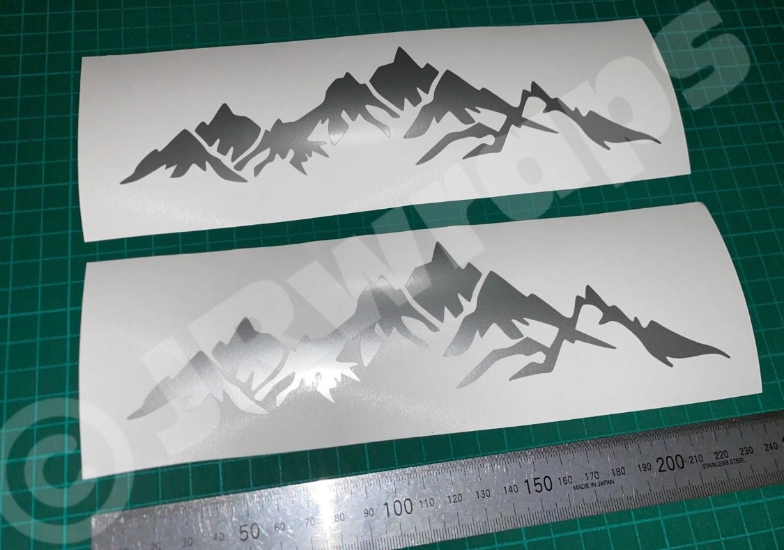 (X2) Mountain Stickers Decals 220x60mm Car Camper Motorhome