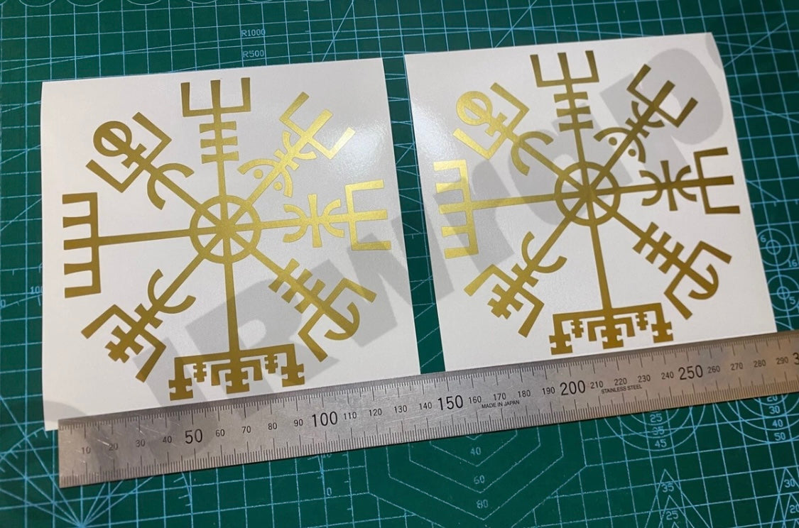 (X2) VIKING RUNIC COMPASS Vegvisir Stickers Decals Rune Car Window