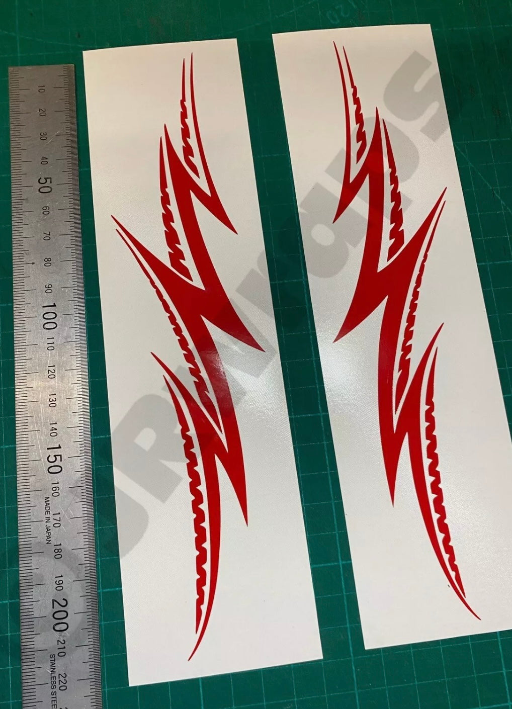 (X2) Tribal Flames Decals Stickers Car Motorbike Tank Helmet Boat 220x50mm