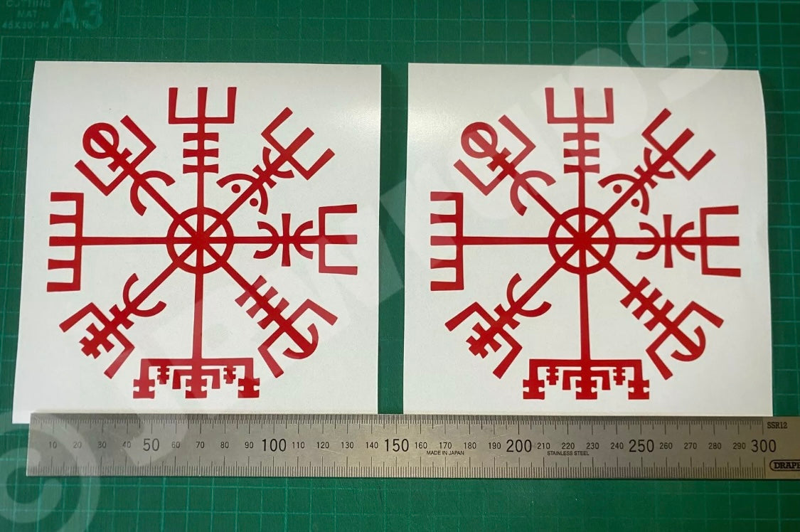 (X2) VIKING RUNIC COMPASS Vegvisir Stickers Decals Rune Car Window