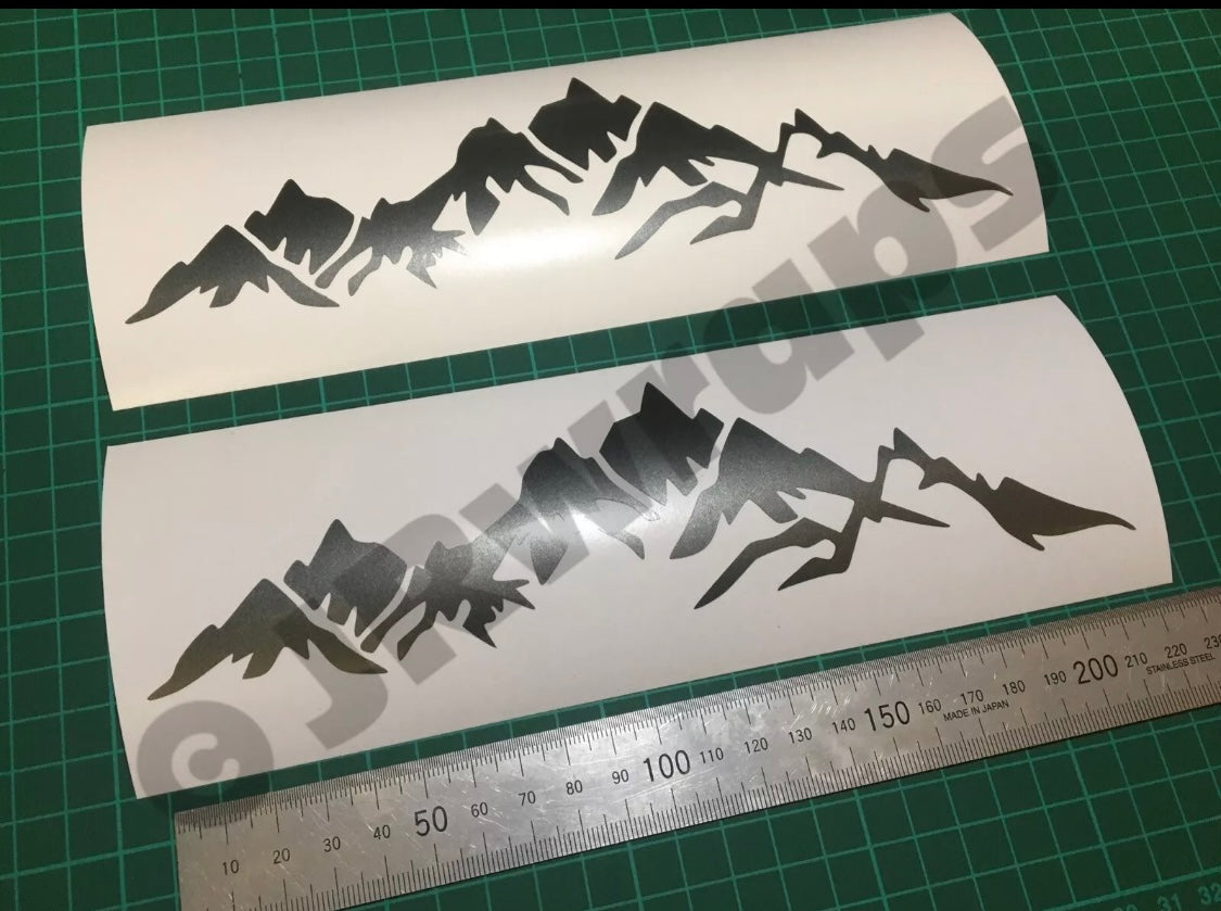 (X2) Mountain Stickers Decals 220x60mm Car Camper Motorhome