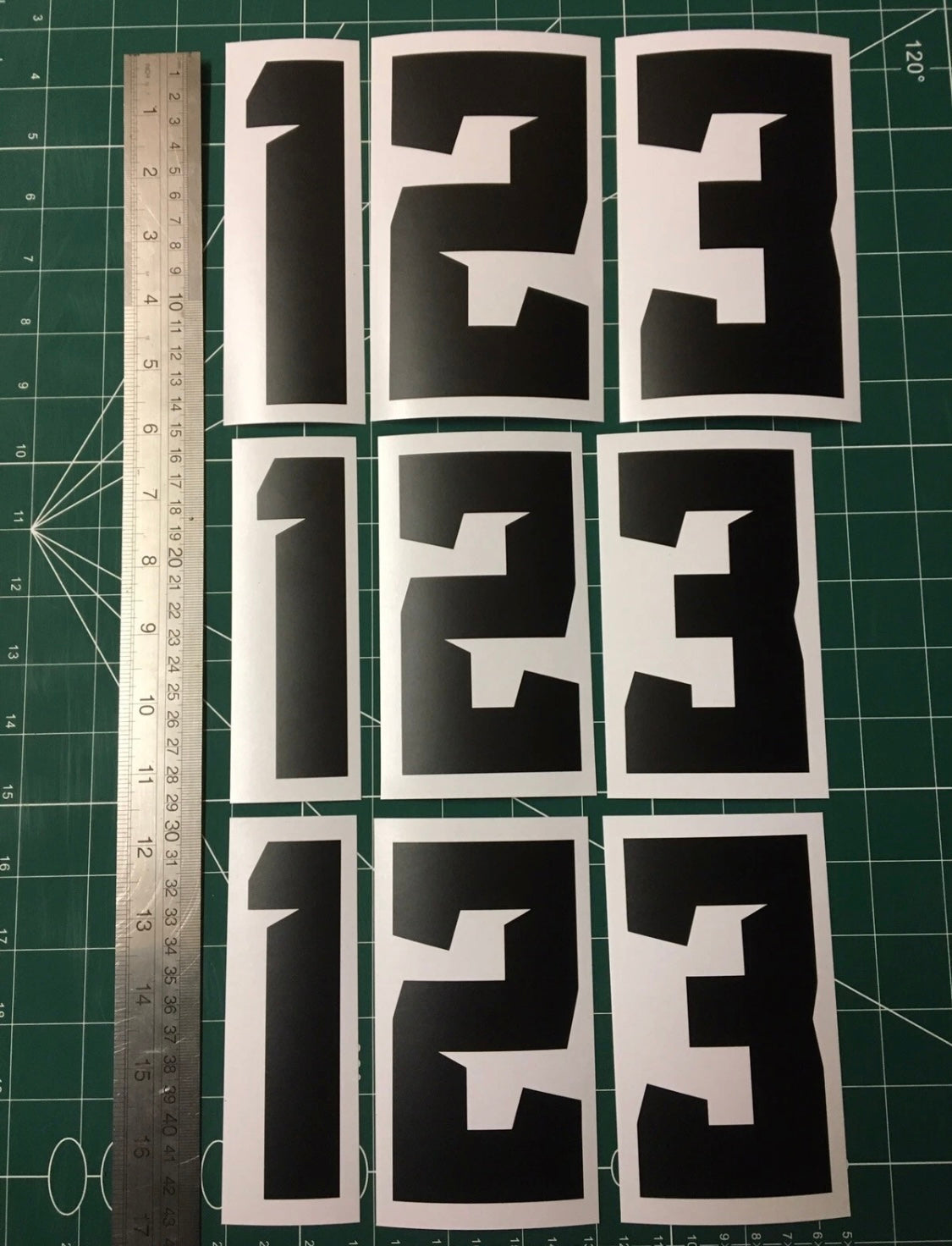 MATT BLACK Racing Numbers Stickers Decals Digits (X3 140mm & X6 120mm) Race ACU