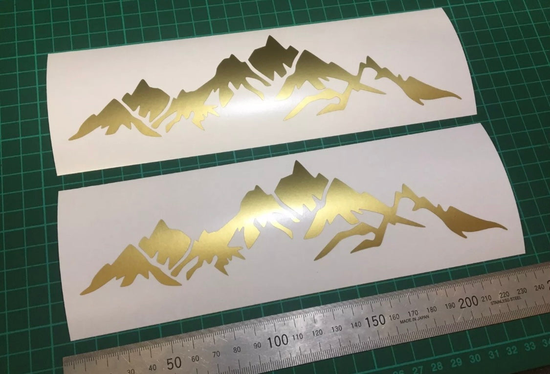 (X2) Mountain Stickers Decals 220x60mm Car Camper Motorhome