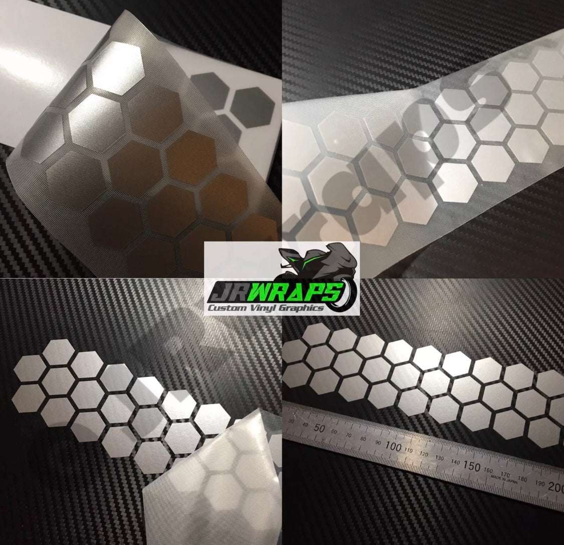 (X4) HEXAGON STRIPS 220x55mm Stickers Decals Motorcycle Tank Car Bike Camper