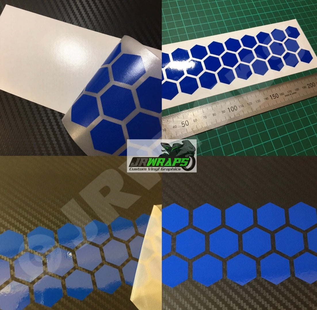 (X4) HEXAGON STRIPS 220x55mm Stickers Decals Motorcycle Tank Car Bike Camper