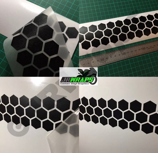 (X4) HEXAGON STRIPS 220x55mm Stickers Decals Motorcycle Tank Car Bike Camper