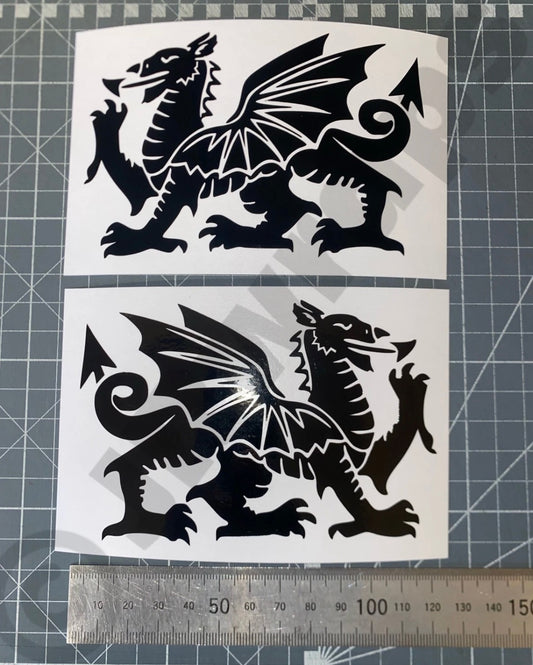 (X2) WELSH DRAGON Stickers Decals Car Van Camper Door Bike 120x80mm