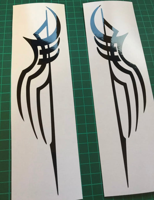 (X2) Tribal Tank Decals Stickers Motorbike Scooter Motorcycle Helmet 220x55mm