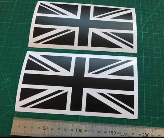 (X2) Union Jack Stickers Decals 180x90mm Car Van Door Bumper Camper