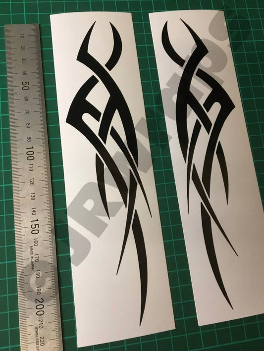 (X2) Tribal Flames Decals Stickers Car Motorcycle Tank Bike Helmet Boat 220x50mm