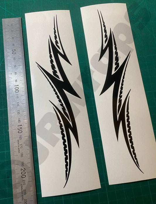 (X2) Tribal Flames Decals Stickers Car Motorbike Tank Helmet Boat 220x50mm