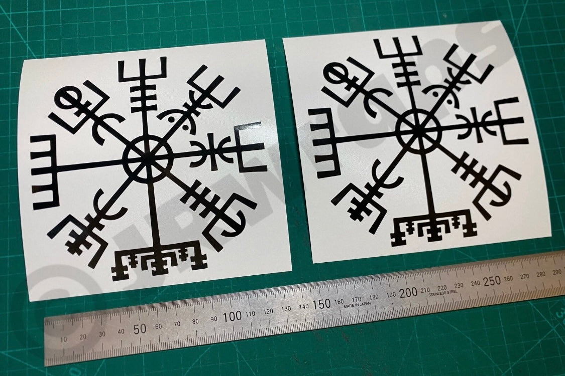 (X2) VIKING RUNIC COMPASS Vegvisir Stickers Decals Rune Car Window