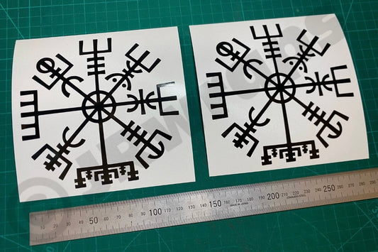 (X2) VIKING RUNIC COMPASS Vegvisir Stickers Decals Rune Car Window