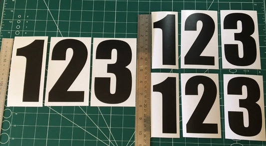 MATT BLACK Racing Numbers Stickers Decals Digits (X3 140mm & X6 120mm) Race ACU